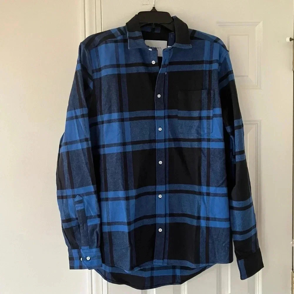 NWT LES DEUX Jeremy Plaid Flannel Button-Up Shirt… - image 4